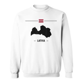 Lettische Flagge Mit Landkarte Und Name Des Landes Lettland Sweatshirt - Geschenkecke