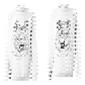 Lobo Blanco Dibujado A Mano Realista Animal Lobo Blanco Camisa de entrenamiento - Regaloses