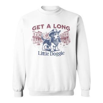 Get A Long Little Doggie Basset Hound Vintage Western Sweatshirt - Thegiftio UK
