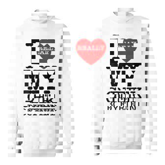 I Love My Greek Boyfriend Red Heart BF Couple Valentines Day Sweatshirt - Monsterry