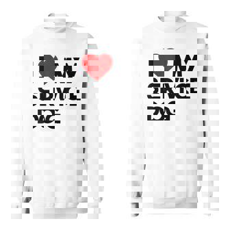 I Love Service Dog Emotional Support Human Dog Mom Paw Sweatshirt - Monsterry