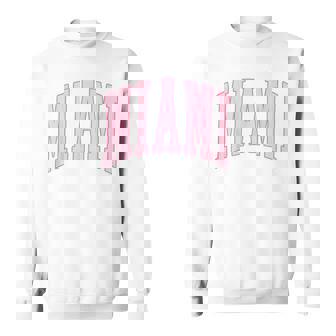 Miami Vintage Preppy Varsity Pink Sports Sweatshirt - Seseable