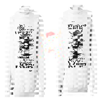 On The Naughty List I Regret Nothing Cat Christmas Lights Sweatshirt - Monsterry