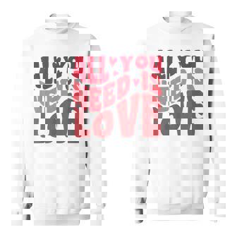 All You Need Is Love Retro Style Valentine's Day Sweatshirt - Monsterry