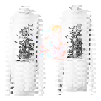 Ninja Cats Couple Japanese Anime With Samurai Katana Sweatshirt - Monsterry