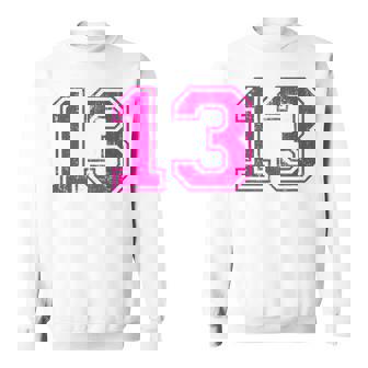 Number 13 Varsity Distressed Vintage Sport Team Player's Sweatshirt - Thegiftio UK