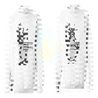 Penguin Resist Penguins Protest Graphic Vintage Sweatshirt - Seseable