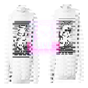 Pixelated Retro Gaming 8-Bit Minimalist Nostalgic Cat Art Sweatshirt - Monsterry