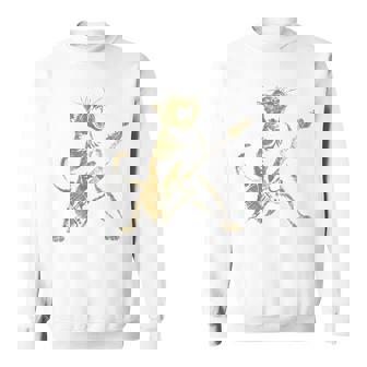 Retro Divertido Guitarra Gato Rock Gato Tocando La Guitarra Camisa de entrenamiento - Regaloses
