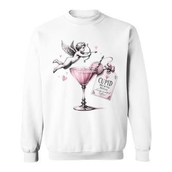 Retro Cupid Brewing Potion Cocktail Valentine’S Day Sweatshirt - Thegiftio UK
