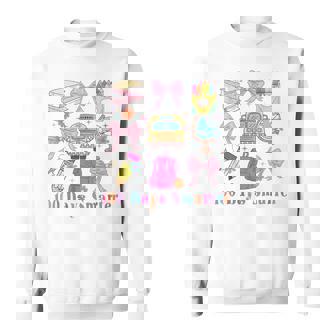 Retro Groovy 100 Days Of School 100 Days Smarter Bow Pencil Sweatshirt - Monsterry