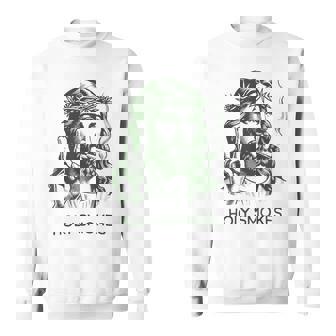 Retro Holy Smokes Jesus Marijuana Weed Cannabis Stoner 420 Sweatshirt - Thegiftio