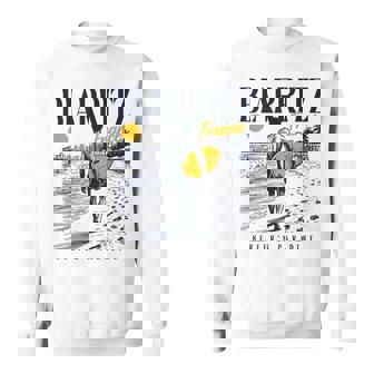 Retro Surfing Sketch Biarritz Franciaintage Surfer Dibujo Camisa de entrenamiento - Regaloses