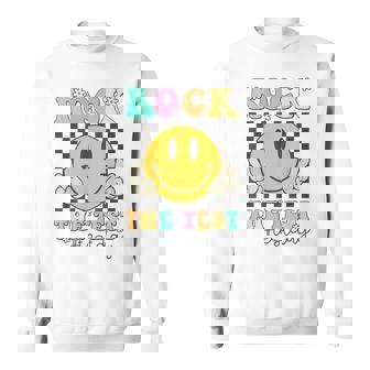 Rock The Test Motivational Testing Day Smile Face Test Day Sweatshirt - Seseable