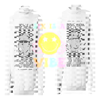Six Is A Vibe 6th Birthday Groovy Smile Face 6 Years Old Sweatshirt - Monsterry