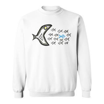 Smilo & Bron With Fish Motif Gray Sweatshirt - Geschenkecke