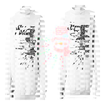 Snowman Mimi Candy Cane Red Plaid Christmas Sweatshirt - Monsterry