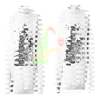 Sorta Merry Sorta Scary Skeleton Snow Christmas Tree Xmas Sweatshirt - Monsterry
