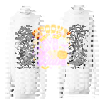 Spooky Babe Cowboy Boots Fall Vibes Ghost Halloween Pumpkin Sweatshirt - Monsterry