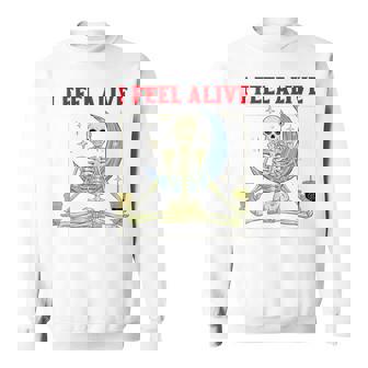 Squelette À Boire Du Café I Feel Alive Sur Le Dos Yoga Sweater e - Cadeauxyz