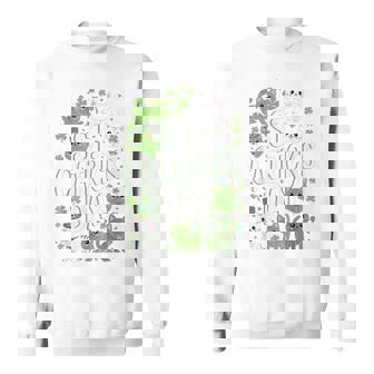St Catricks Day Lucky Cats Saint Paddy Day Cat Lovers Sweatshirt - Monsterry