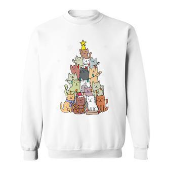 Ugly Christmas Sweater Cat Tree Christmas Cat Long-Sleeved Sweatshirt - Geschenkecke