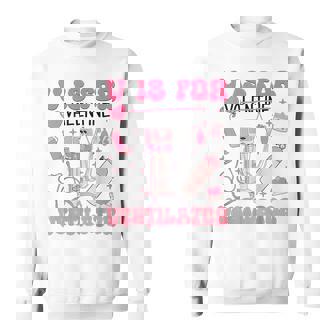 V Is For Vent Valentine Respiratory Therapist Healthcare Sweatshirt - Thegiftio UK