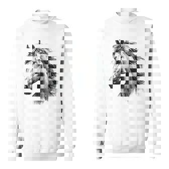 Vintage Horse Sketch Artwork Detailed Equine Drawing Sweatshirt - Monsterry