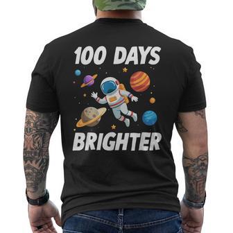 100 Days Brighter Space Astronaut 100Th Day Of School Boys Men's T-shirt Back Print - Thegiftio UK