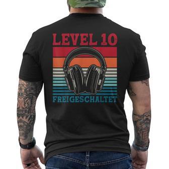 10Th Birthday Boysideo Gamer Level 10 Unlocked Boys T-Shirt mit Rückendruck - Geschenkecke