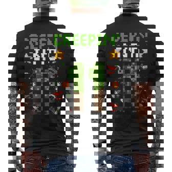 11Th Birthday Gamer Pixel Creepin’ Into 11 Video Game Party Men's T-shirt Back Print - Seseable