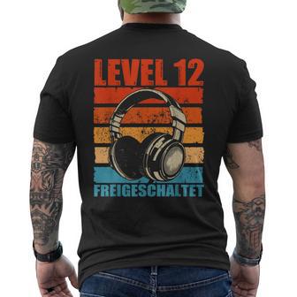 12Th Birthday Boysideo Gamer Level 12 Unlocked Boys T-Shirt mit Rückendruck - Geschenkecke