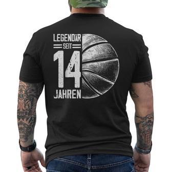 14Th Birthday Retro Basketball Player 14 Years Boy Boys T-Shirt mit Rückendruck - Geschenkecke