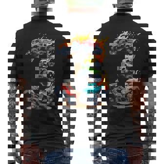 3 Year Old Monster Truck Boy Toddler 3Rd Birthday Party Men's T-shirt Back Print | Mazezy