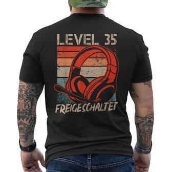 35Th Birthday Boysideo Gamer Level 35 Unlocked T-Shirt mit Rückendruck - Geschenkecke