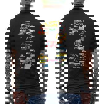 3Rd Birthday 3 Year Old Transportation Cars Fire Truck Men's T-shirt Back Print | Seseable UK