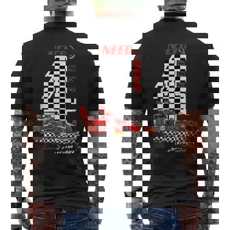 4 Year Old Racing Car4Th Birthday Race Car Men's T-shirt Back Print | Mazezy