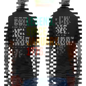 49 Years Old Legend Since January 1976 49Th Birthday Men's T-shirt Back Print | Mazezy