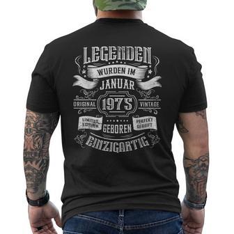 49Th Birthday Legends Were Born In January 1975 T-Shirt mit Rückendruck - Geschenkecke