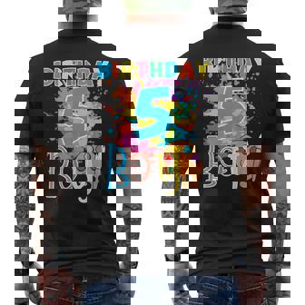 5 Years Old Birthday Boy 5th Bday Party Painting Art Palette Men's Back Print T-Shirt - Monsterry