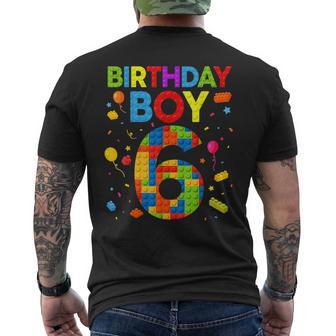 6 Birthday Boy 6 Year Old Building Blocks Men's T-shirt Back Print - Thegiftio UK
