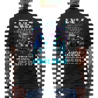7Th Birthday Boy Level 7 Gamer 7 Year Video Game Party Men's T-shirt Back Print - Seseable