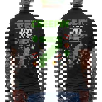 7Th Birthday Gamer Pixel Creepin’ Into 7 Video Game Party Men's T-shirt Back Print | Mazezy