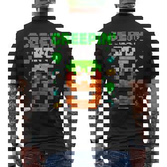 9Th Birthday Gamer Pixel Creepin’ Into 9 Video Game Party Men's T-shirt Back Print - Thegiftio UK