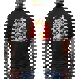 À Neuf Queues Renard Kitsune Japonais Fleurs De Cerisier T-shirt imprimé au dos - Cadeauxyz