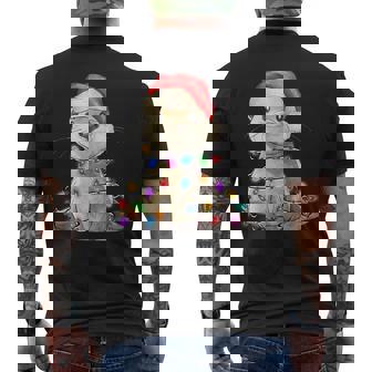 Adorable Christmas Otter With String Of Lights C Men's Back Print T-Shirt - Monsterry