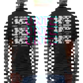 Aesthetic Synthwave Glitch Untz Untz Rave Festival Techno Men's Back Print T-Shirt - Monsterry