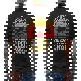 African Wild Dog Is My Spirit Animal Vintage Retro Sunset Men's Back Print T-Shirt - Monsterry