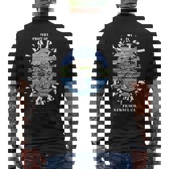 Alcatraz Island Escape Swim Team Shark Apparel Men's Back Print T-Shirt - Monsterry