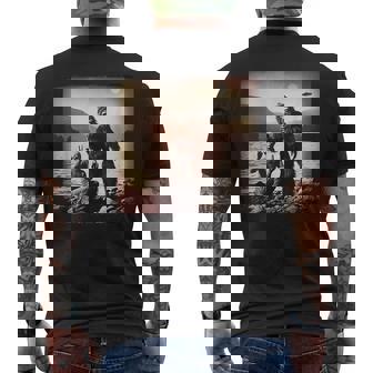 Alien Bigfoot Beer Lake Party Ufo Sasquatch Extraterrestrial Men's T-shirt Back Print - Seseable